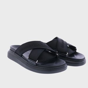 Mens Alexander McQueen Criss-cross Logo Strap Slides Sandals